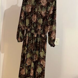 Floral Long Sleeve Dress - Multicolor